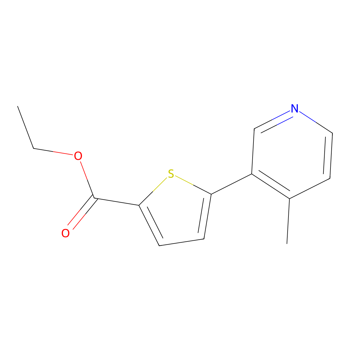 Ethyl 5-(4-Methylpyridin-3-yl)thiophene-2-carboxylate molecular structure, CAS 1187163-59-2