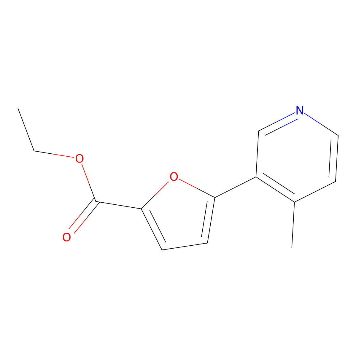 Ethyl 5-(4-Methyl-3-pyridyl)-2-furoate molecular structure, CAS 1187163-61-6