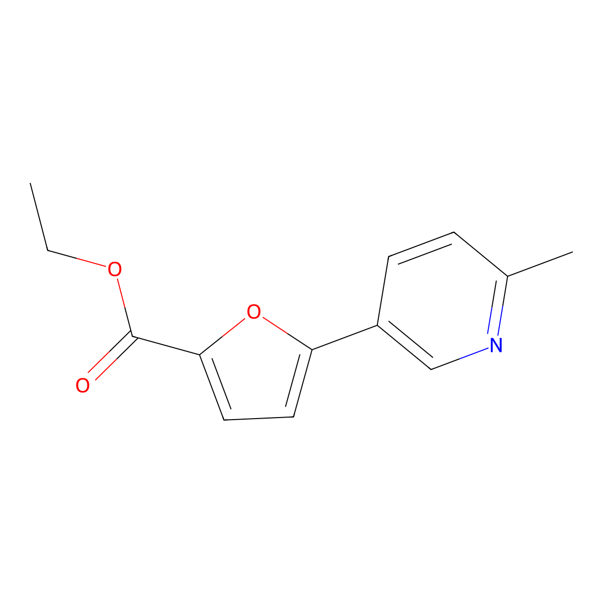Ethyl 5-(2-Methyl-5-pyridyl)-2-furoate molecular structure, CAS 1187163-64-9