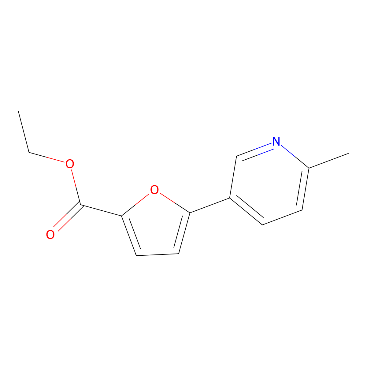 Ethyl 5-(2-Methyl-5-pyridyl)-2-furoate molecular structure, CAS 1187163-64-9