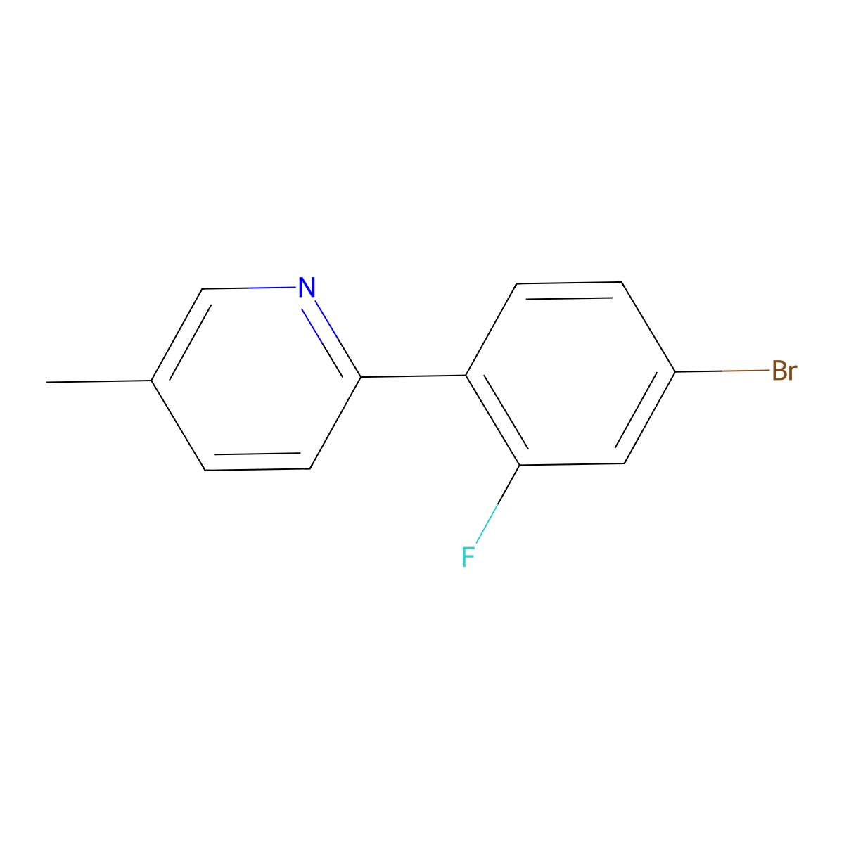 2-(4-Bromo-2-fluorophenyl)-5-methylpyridine molecular structure, CAS 1187163-97-8