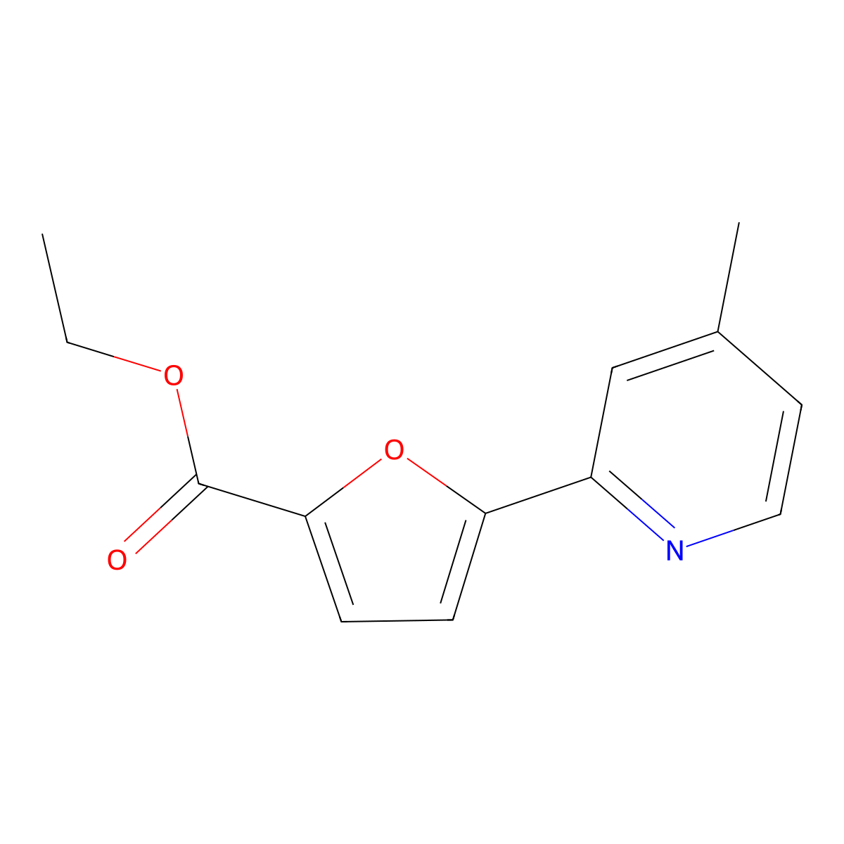 Ethyl 5-(4-Methyl-2-pyridyl)-2-furoate molecular structure, CAS 1187163-99-0
