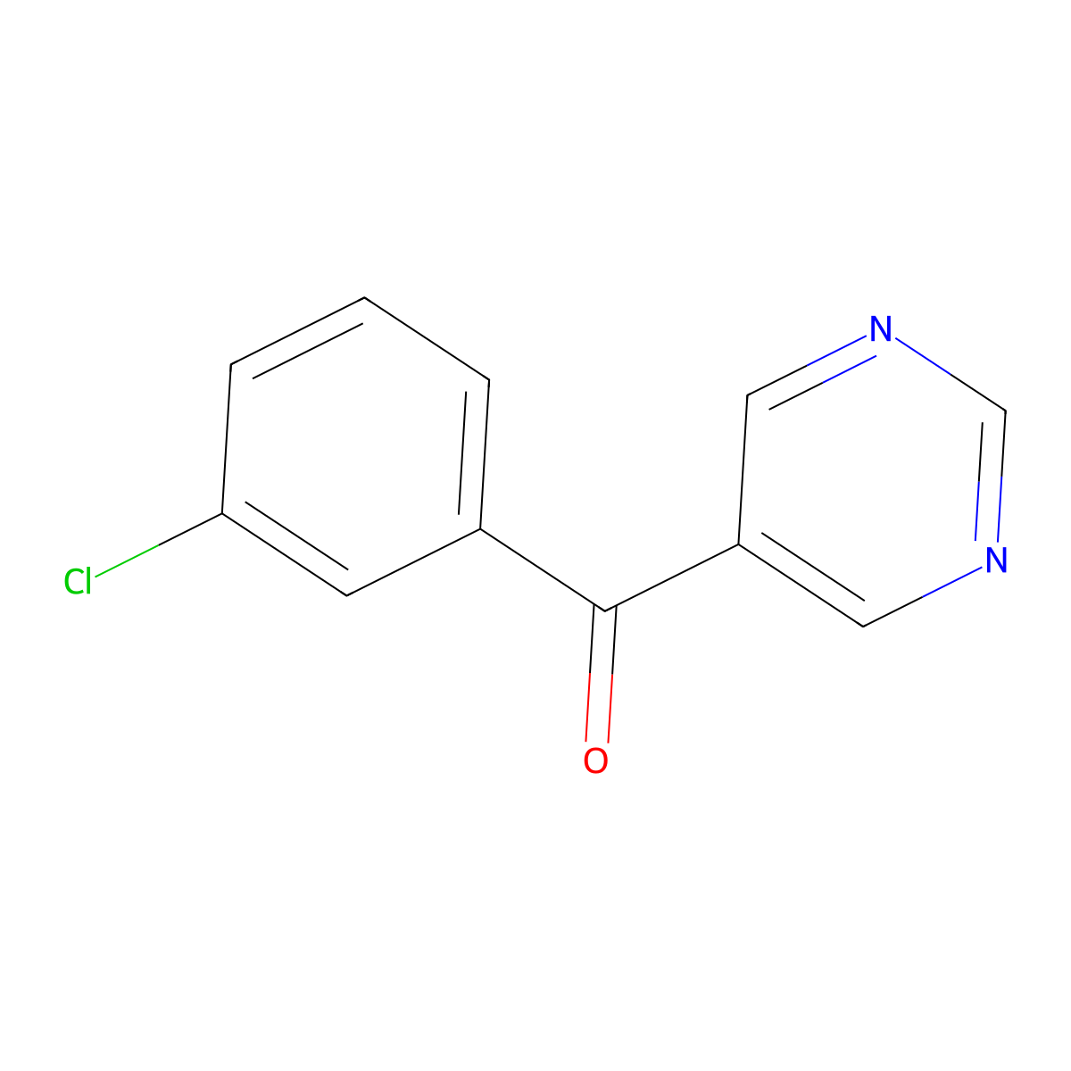 (3-Chlorophenyl)-5-pyrimidinylmethanone molecular structure, CAS 1187164-92-6