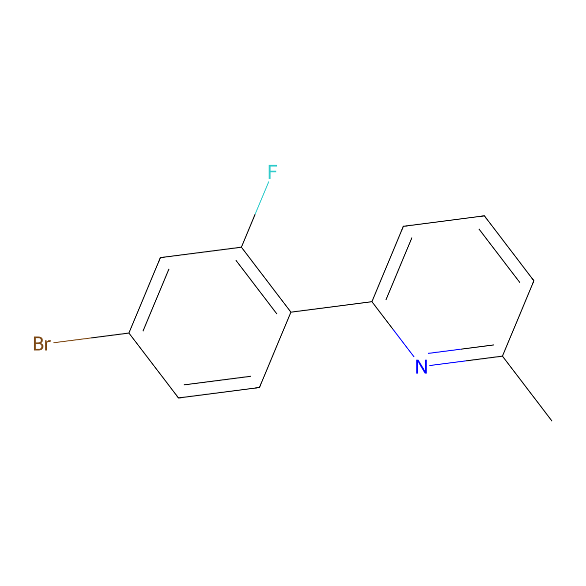 2-(4-Bromo-2-fluorophenyl)-6-methylpyridine molecular structure, CAS 1187168-20-2