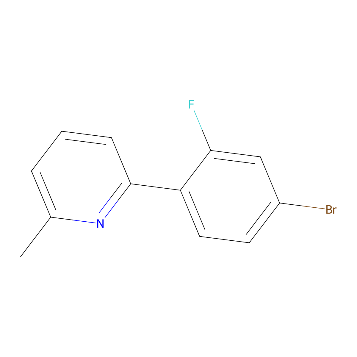 2-(4-Bromo-2-fluorophenyl)-6-methylpyridine molecular structure, CAS 1187168-20-2