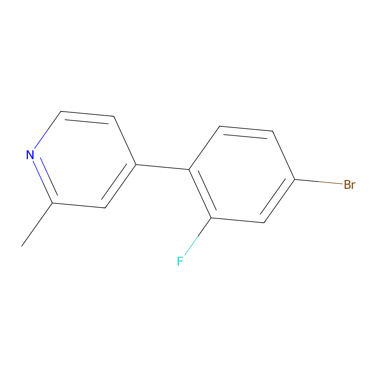 4-(4-Bromo-2-fluorophenyl)-2-methylpyridine molecular structure, CAS 1187168-25-7
