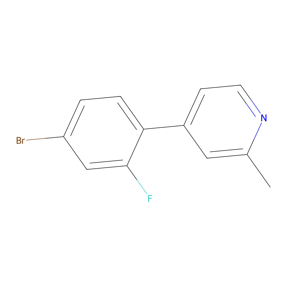 4-(4-Bromo-2-fluorophenyl)-2-methylpyridine molecular structure, CAS 1187168-25-7