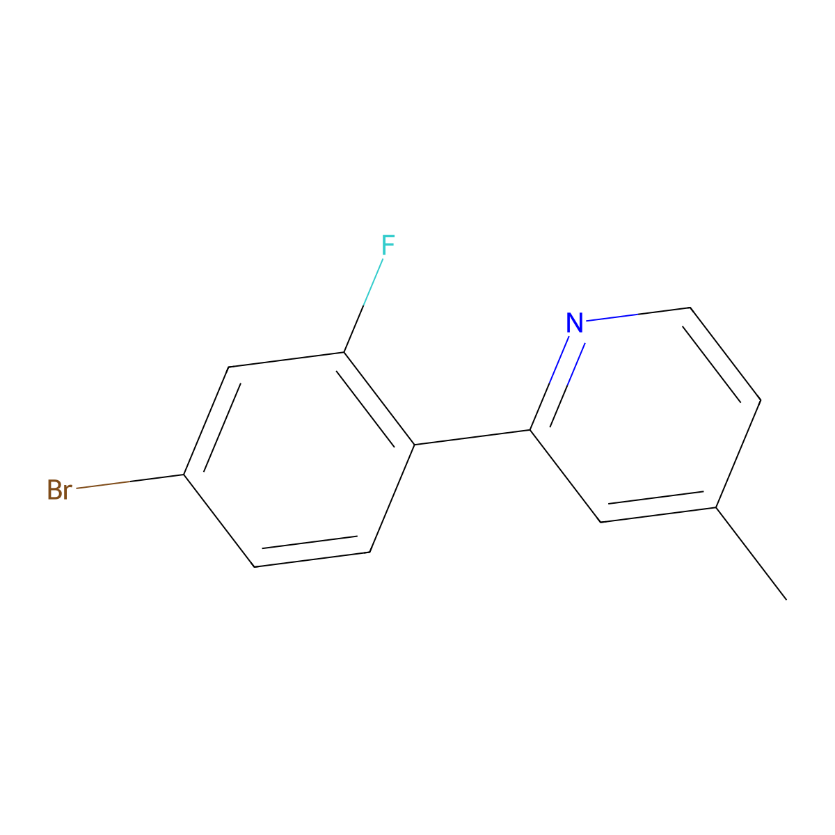 2-(4-Bromo-2-fluorophenyl)-4-methylpyridine molecular structure, CAS 1187168-33-7