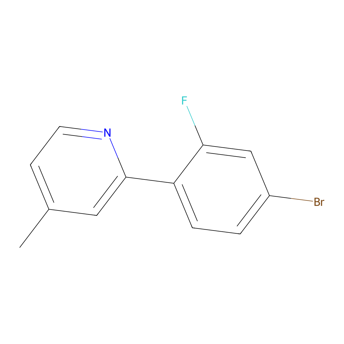 2-(4-Bromo-2-fluorophenyl)-4-methylpyridine molecular structure, CAS 1187168-33-7