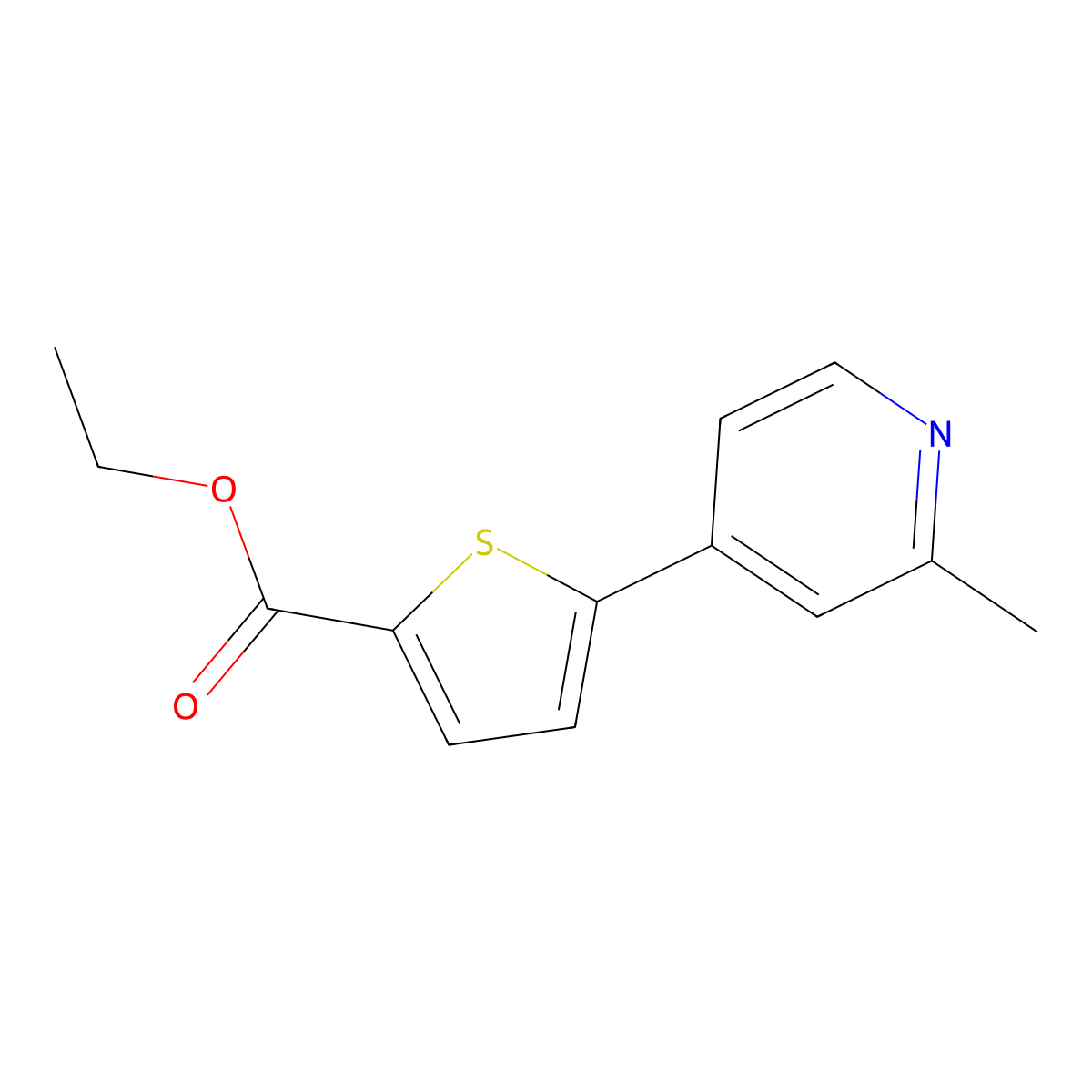 Ethyl 5-(2-methylpyridin-4-yl)thiophene-2-carboxylate molecular structure, CAS 1187168-63-3