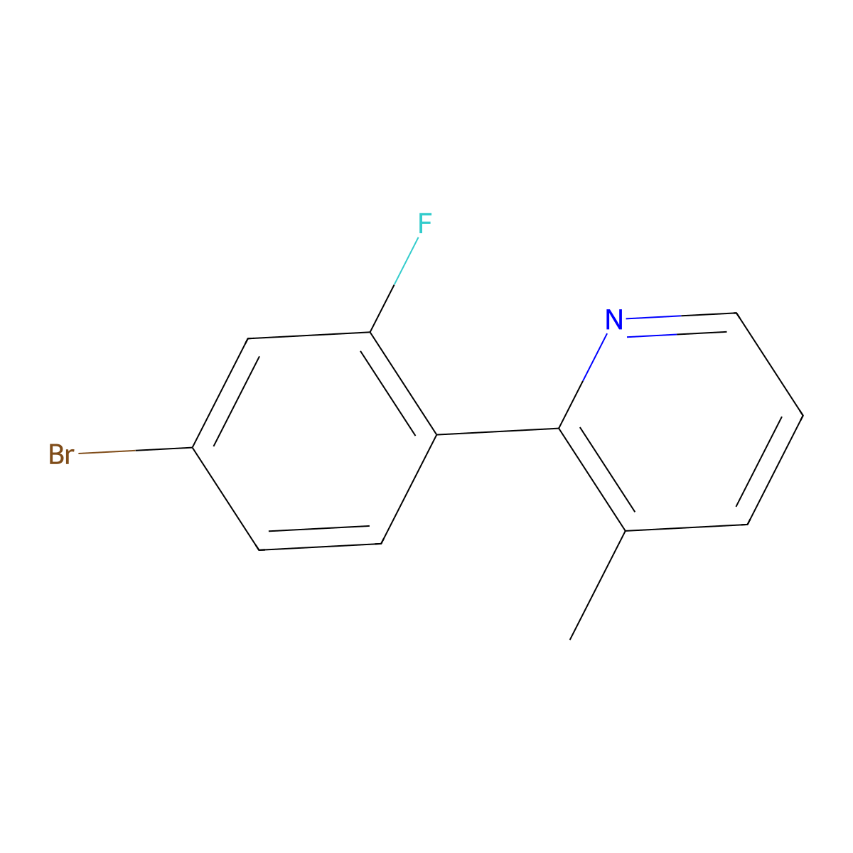 2-(4-Bromo-2-fluorophenyl)-3-methylpyridine molecular structure, CAS 1187169-99-8