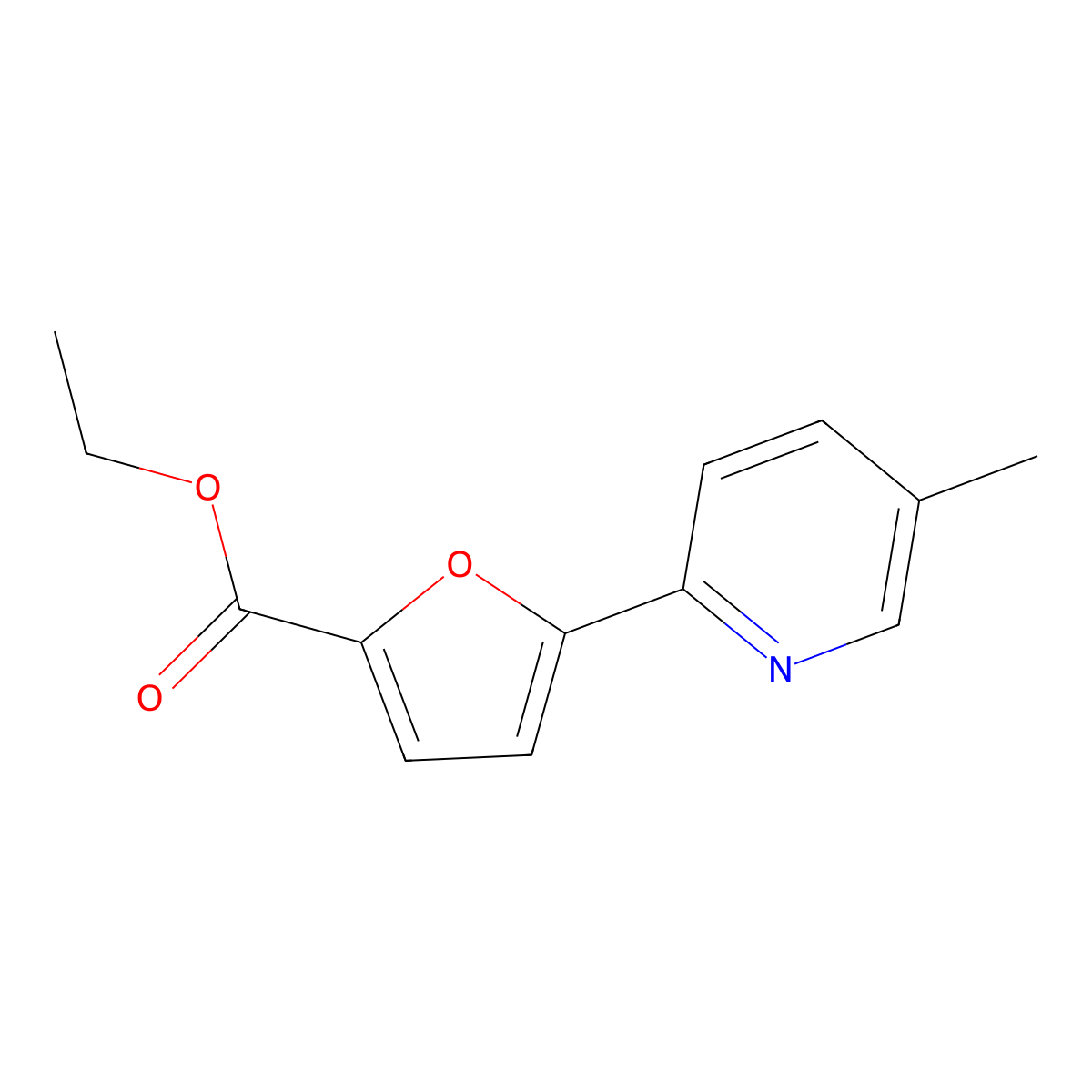 Ethyl 5-(5-Methyl-2-pyridyl)-2-furoate molecular structure, CAS 1187170-14-4