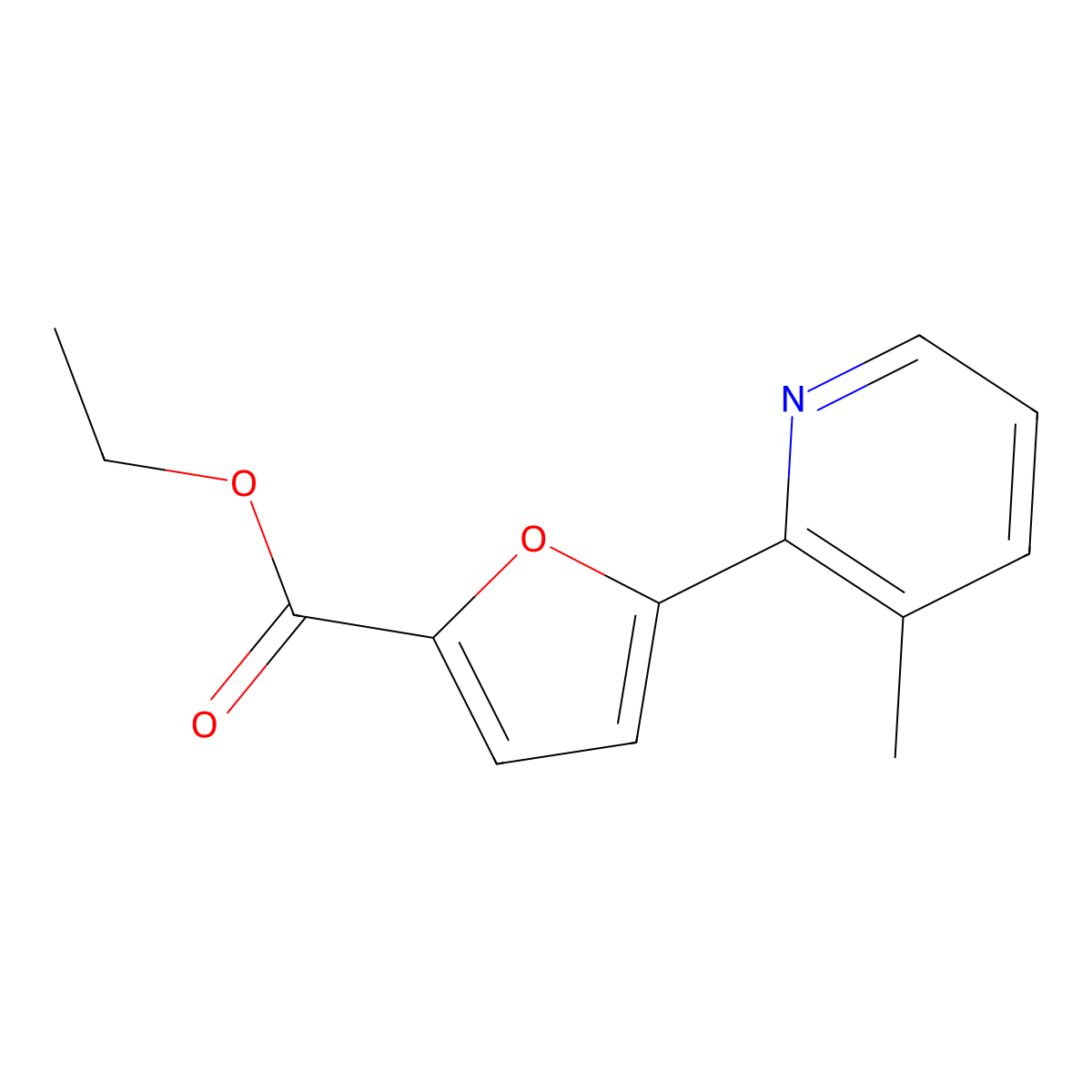 Ethyl 5-(3-Methyl-2-pyridyl)-2-furoate molecular structure, CAS 1187170-24-6