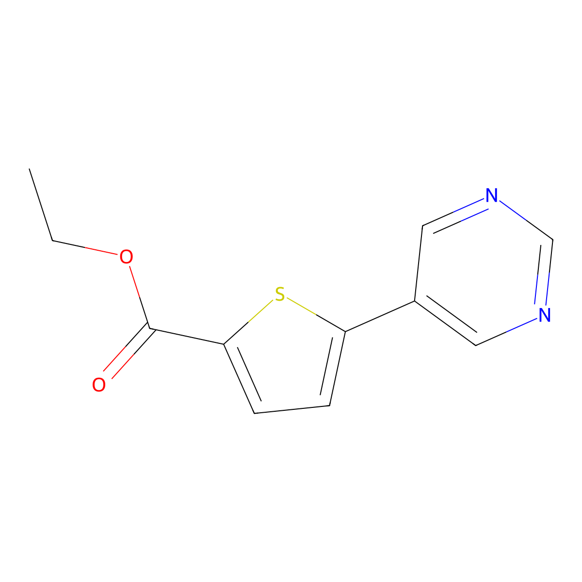 Ethyl 5-(Pyrimidin-5-yl)thiophene-2-carboxylate molecular structure, CAS 1187170-28-0