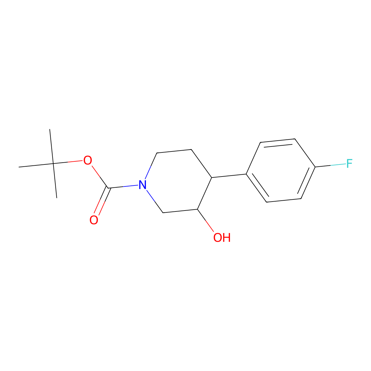 Tert-butyl 4-(4-fluorophenyl)-3-hydroxypiperidine-1-carboxylate molecular structure, CAS 1187171-99-8