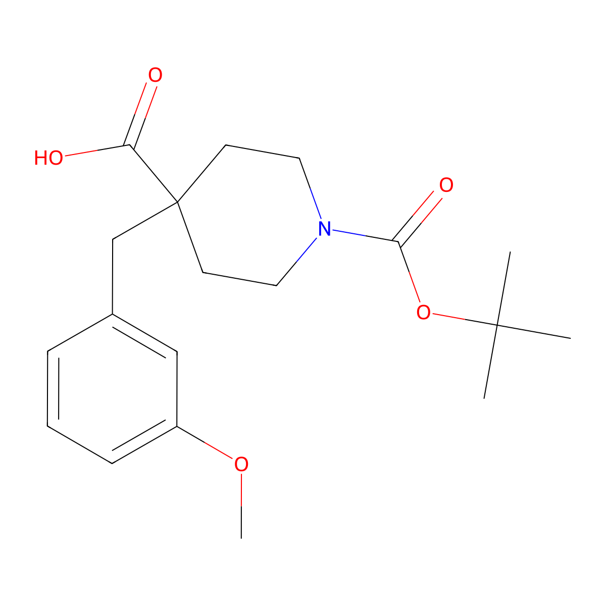 1-(tert-Butoxycarbonyl)-4-(3-methoxybenzyl)piperidine-4-carboxylic acid molecular structure, CAS 1187172-02-6