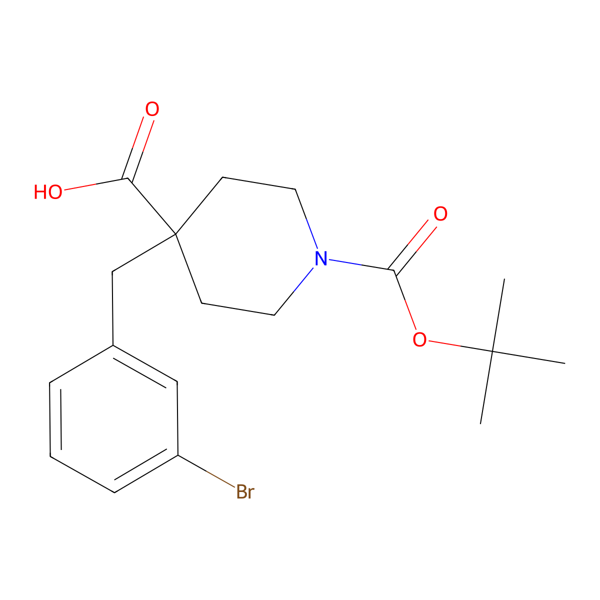 1-Boc-4-(3-bromobenzyl)Piperidine-4-Carboxylic Acid molecular structure, CAS 1187172-25-3