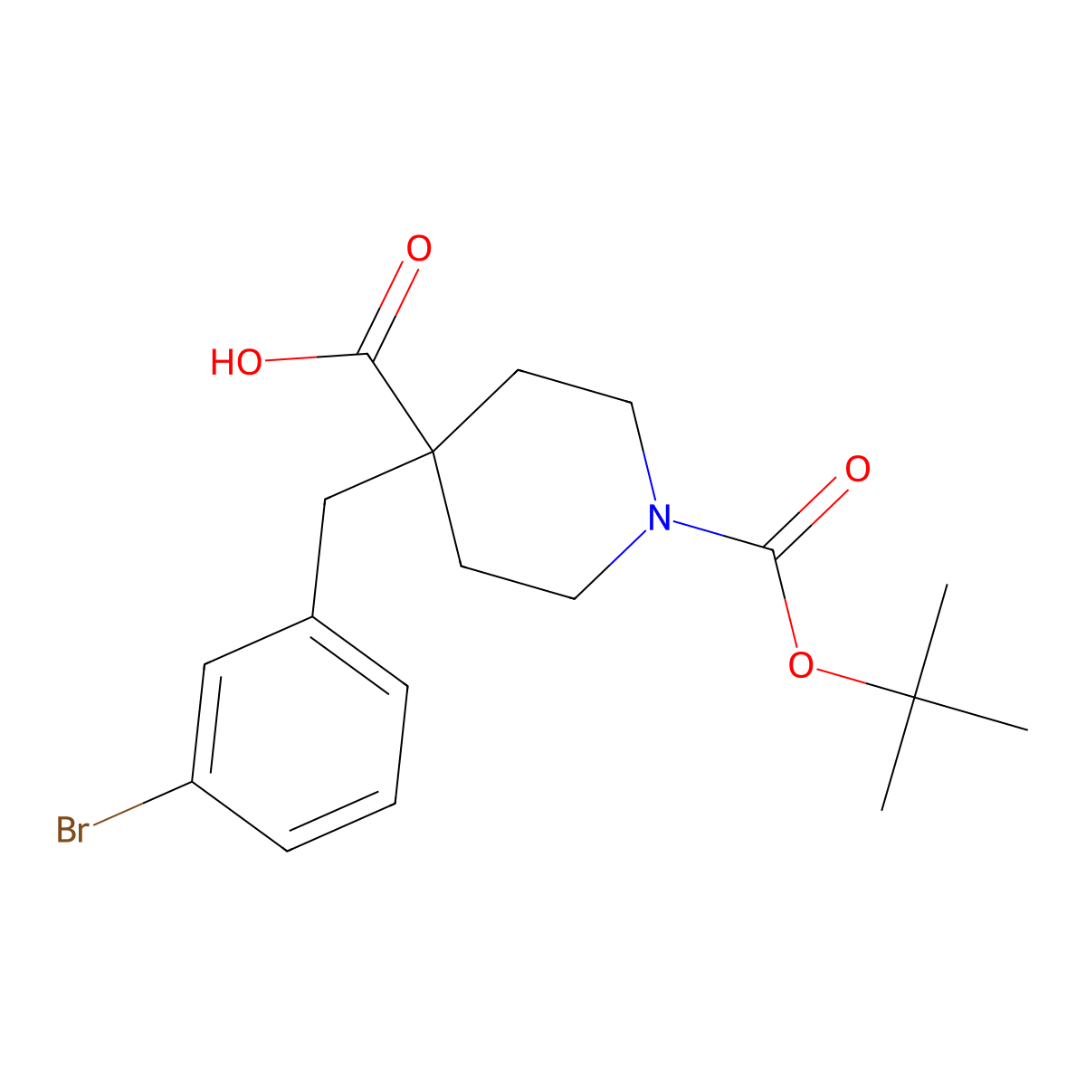 1-Boc-4-(3-bromobenzyl)Piperidine-4-Carboxylic Acid molecular structure, CAS 1187172-25-3