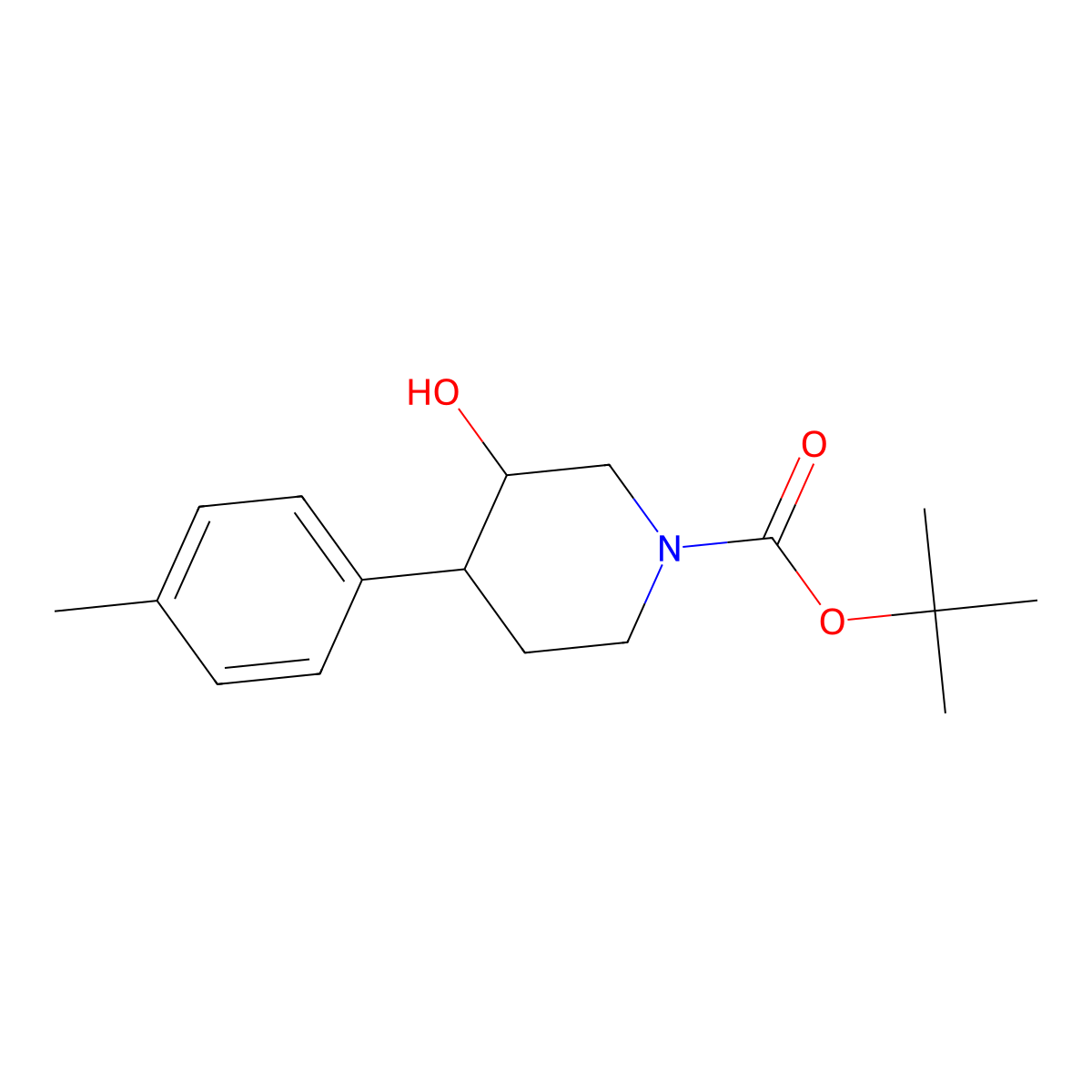 Tert-butyl 3-hydroxy-4-(4-methylphenyl)piperidine-1-carboxylate molecular structure, CAS 1187172-43-5