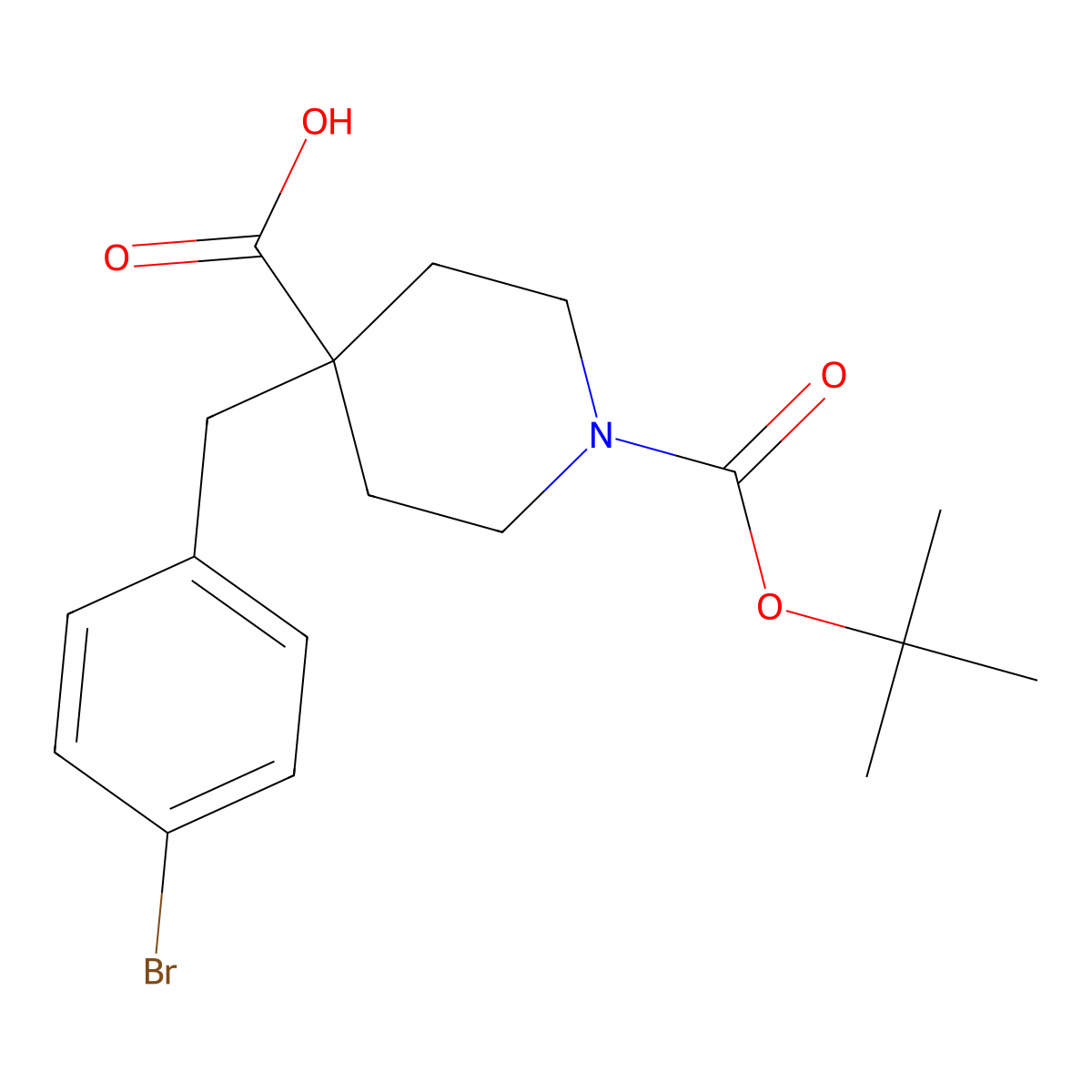 1-Boc-4-(4-bromobenzyl)Piperidine-4-Carboxylic Acid molecular structure, CAS 1187172-54-8