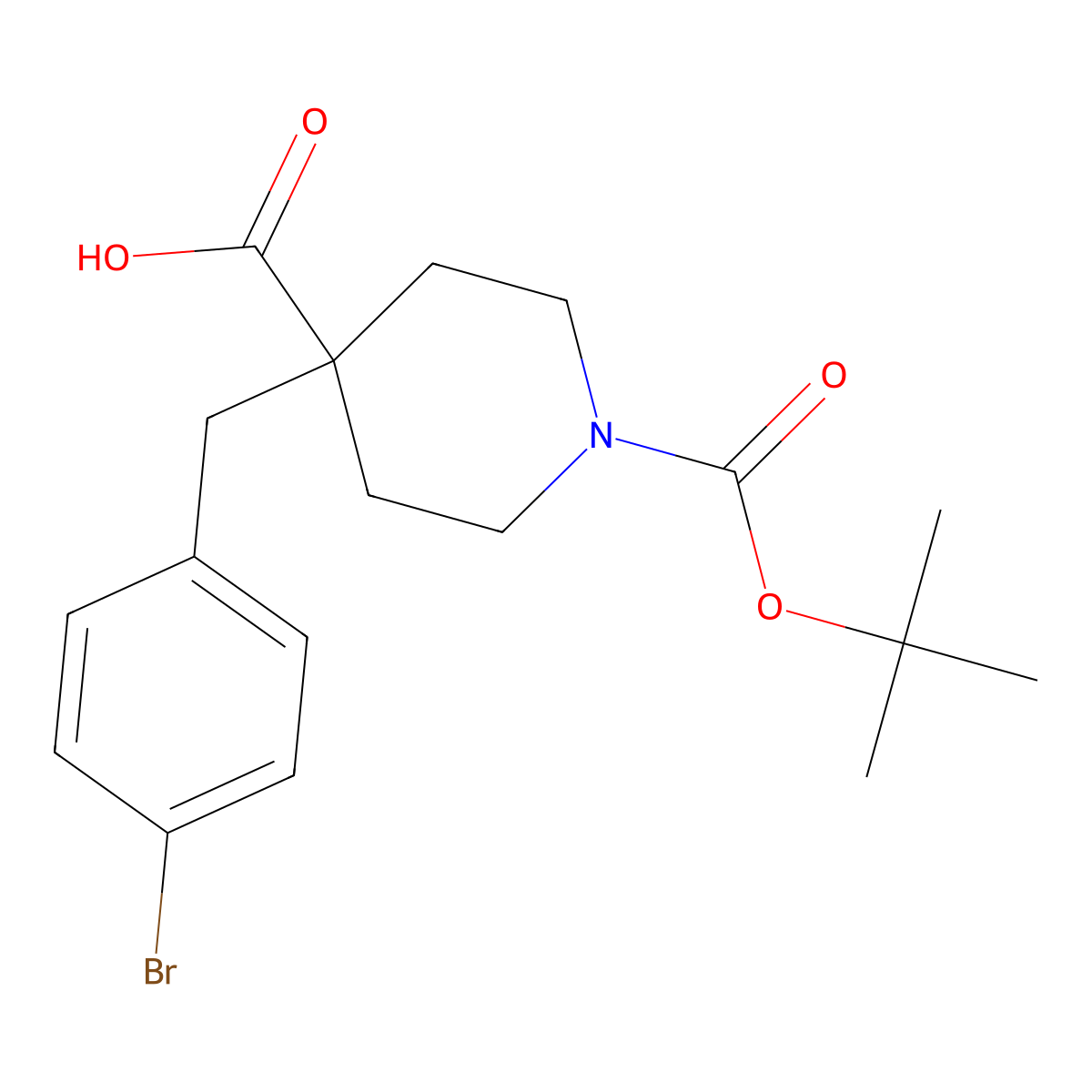 1-Boc-4-(4-bromobenzyl)Piperidine-4-Carboxylic Acid molecular structure, CAS 1187172-54-8