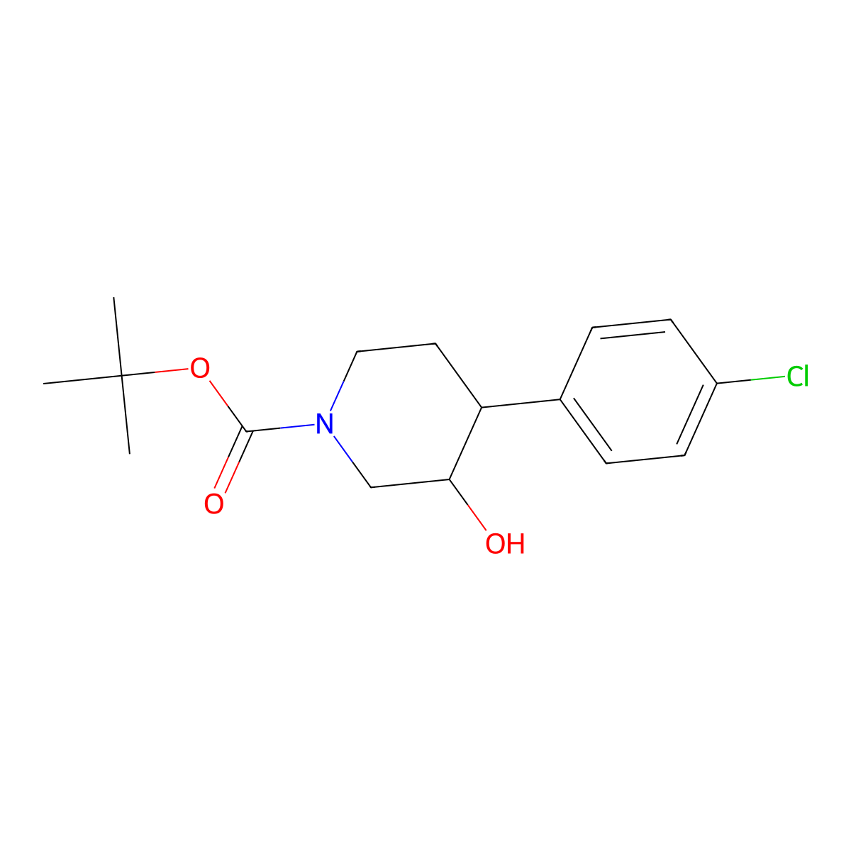 Tert-butyl 4-(4-chlorophenyl)-3-hydroxypiperidine-1-carboxylate molecular structure, CAS 1187172-66-2