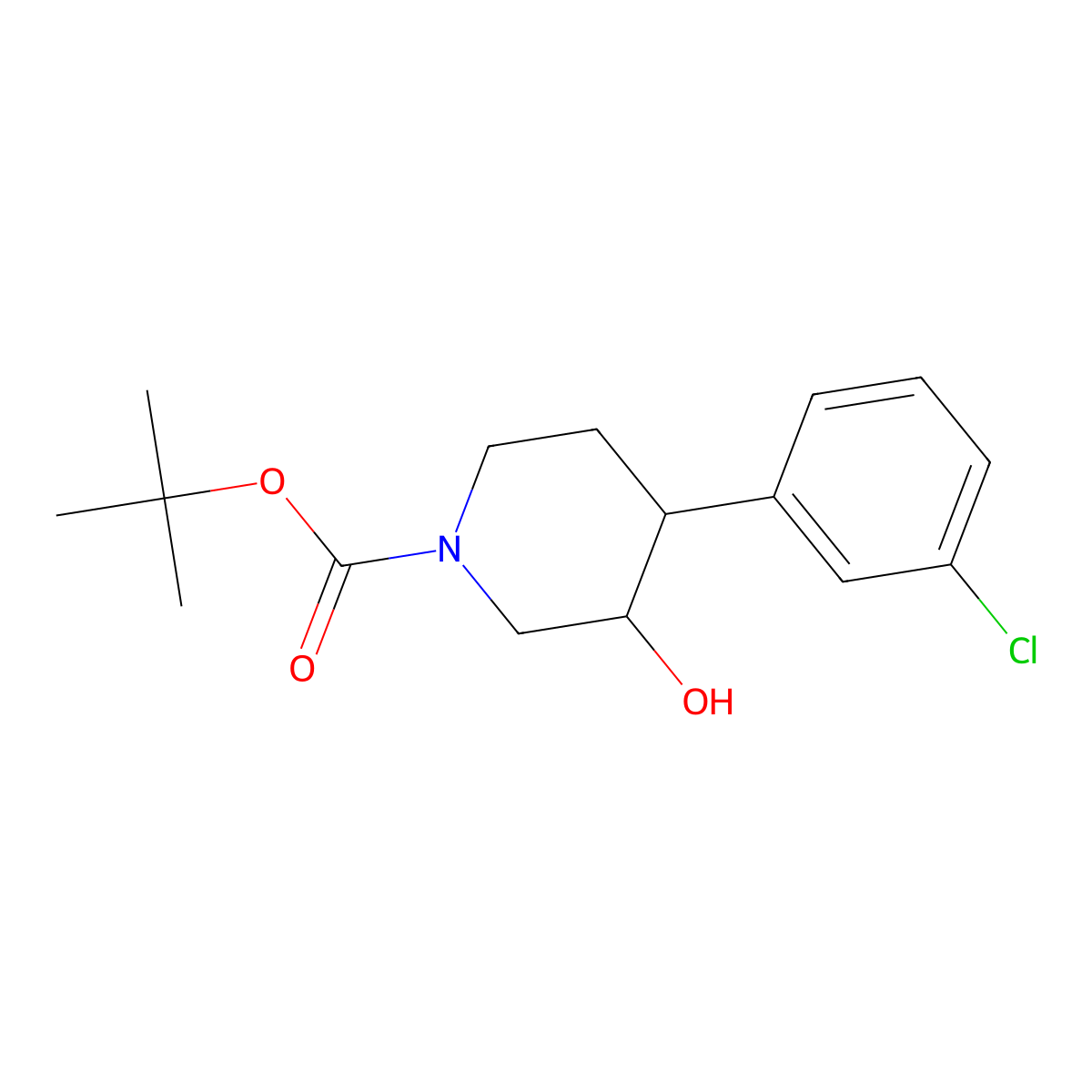 Tert-butyl 4-(3-chlorophenyl)-3-hydroxypiperidine-1-carboxylate molecular structure, CAS 1187172-67-3