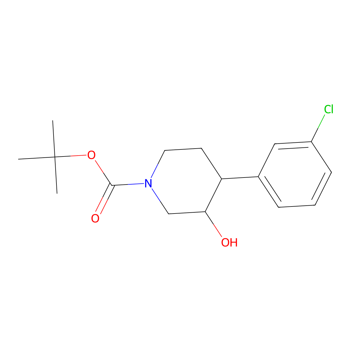 Tert-butyl 4-(3-chlorophenyl)-3-hydroxypiperidine-1-carboxylate molecular structure, CAS 1187172-67-3