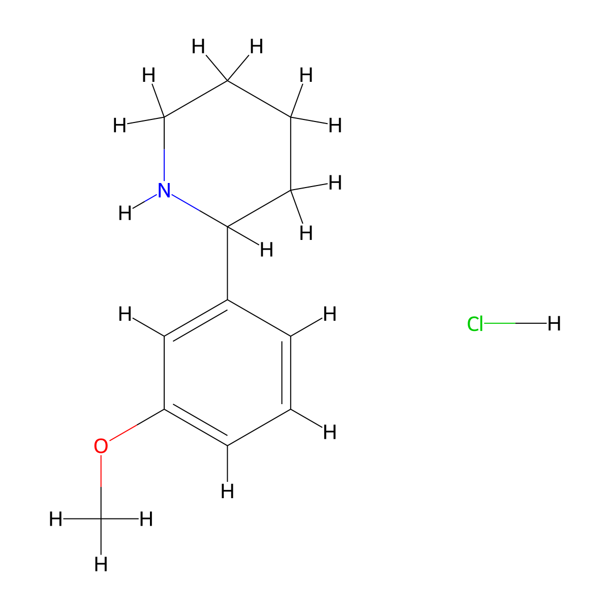 2-(3-Methoxyphenyl)piperidine hydrochloride molecular structure, CAS 1187172-83-3