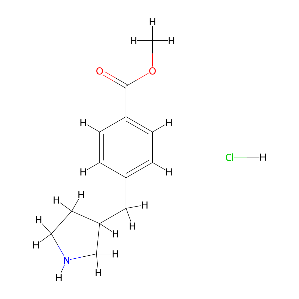 Methyl 4-[(pyrrolidin-3-yl)methyl]benzoate hydrochloride molecular structure, CAS 1187173-05-2