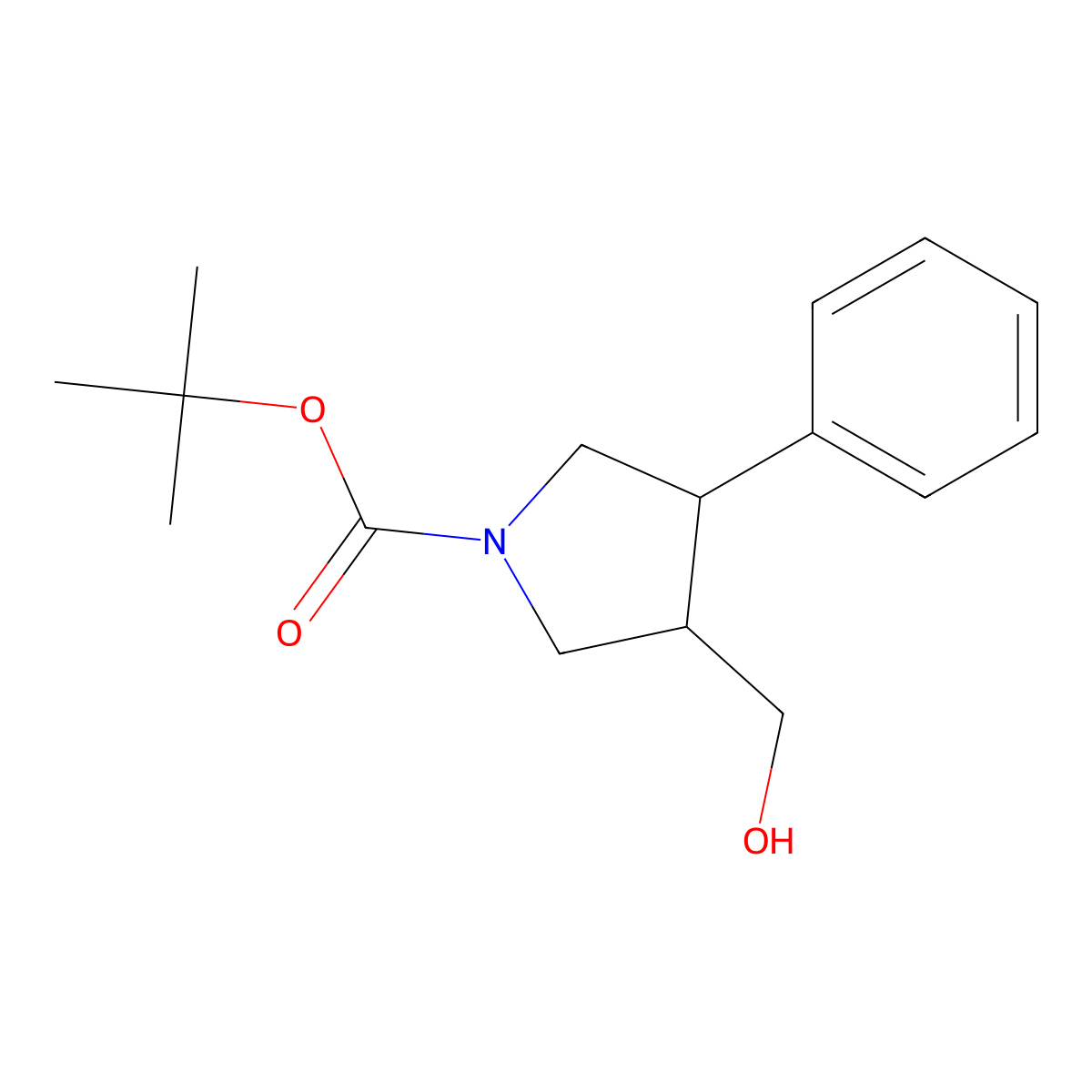Tert-butyl 3-(hydroxymethyl)-4-phenylpyrrolidine-1-carboxylate molecular structure, CAS 1187173-12-1