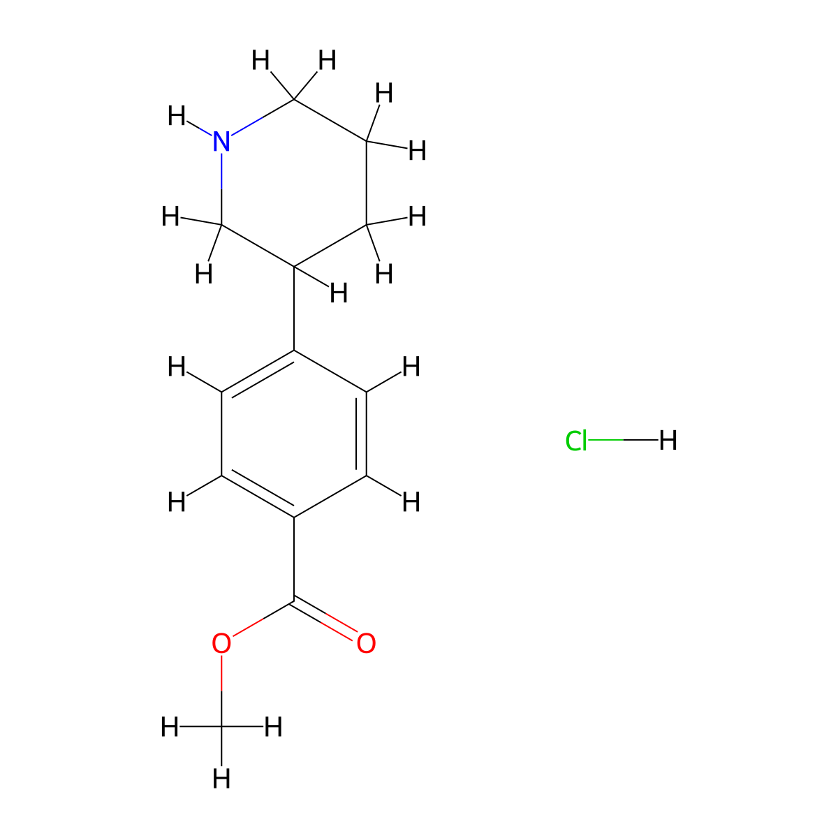 Methyl 4-(Piperidin-3-yl)Benzoate Hydrochloride molecular structure, CAS 1187173-13-2