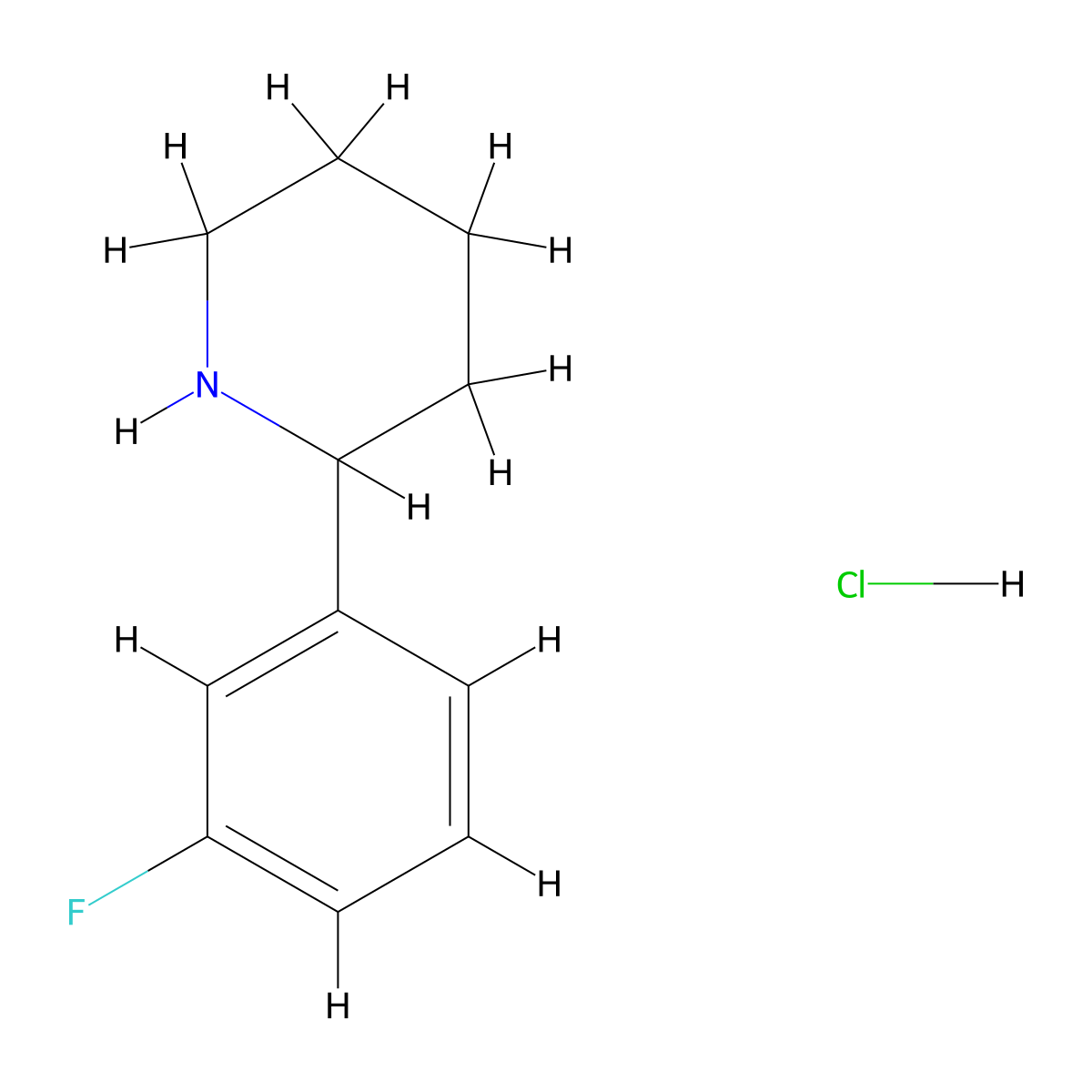 2-(3-Fluorophenyl)piperidine hydrochloride molecular structure, CAS 1187173-24-5