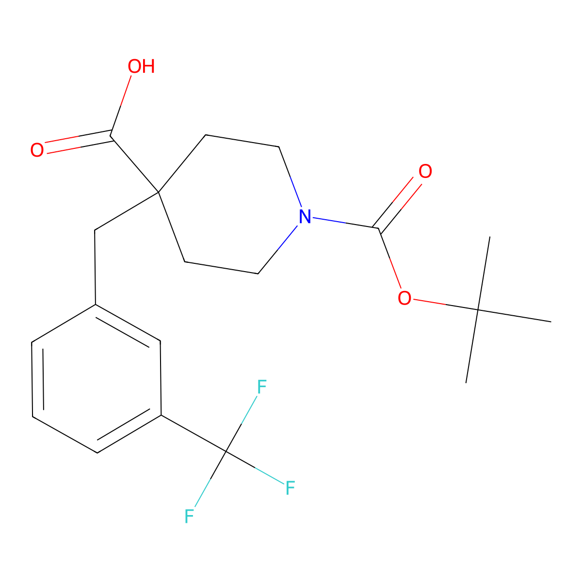 1-(tert-Butoxycarbonyl)-4-[3-(trifluoromethyl)benzyl]piperidine-4-carboxylic aci molecular structure, CAS 1187173-52-9