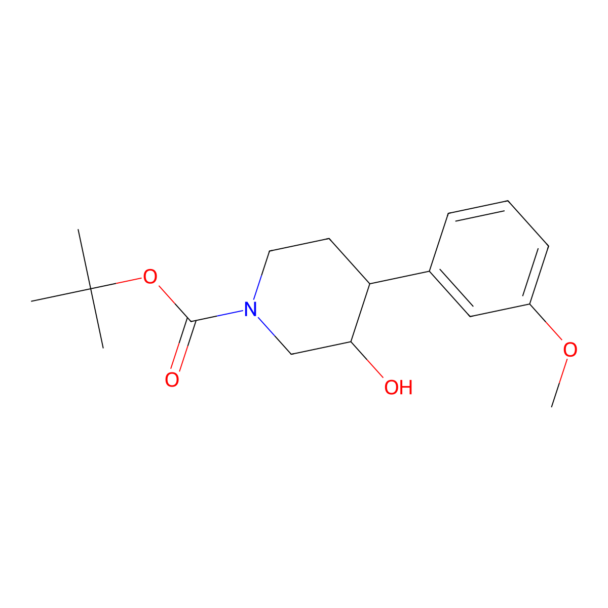 Tert-butyl 3-hydroxy-4-(3-methoxyphenyl)piperidine-1-carboxylate molecular structure, CAS 1187173-62-1