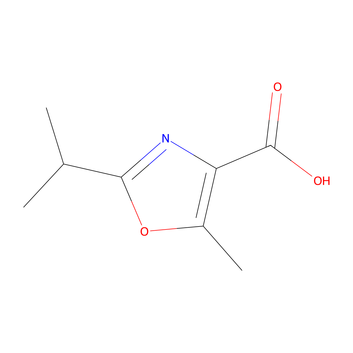 2-Isopropyl-5-methyloxazole-4-carboxylic acid molecular structure, CAS 1187173-72-3