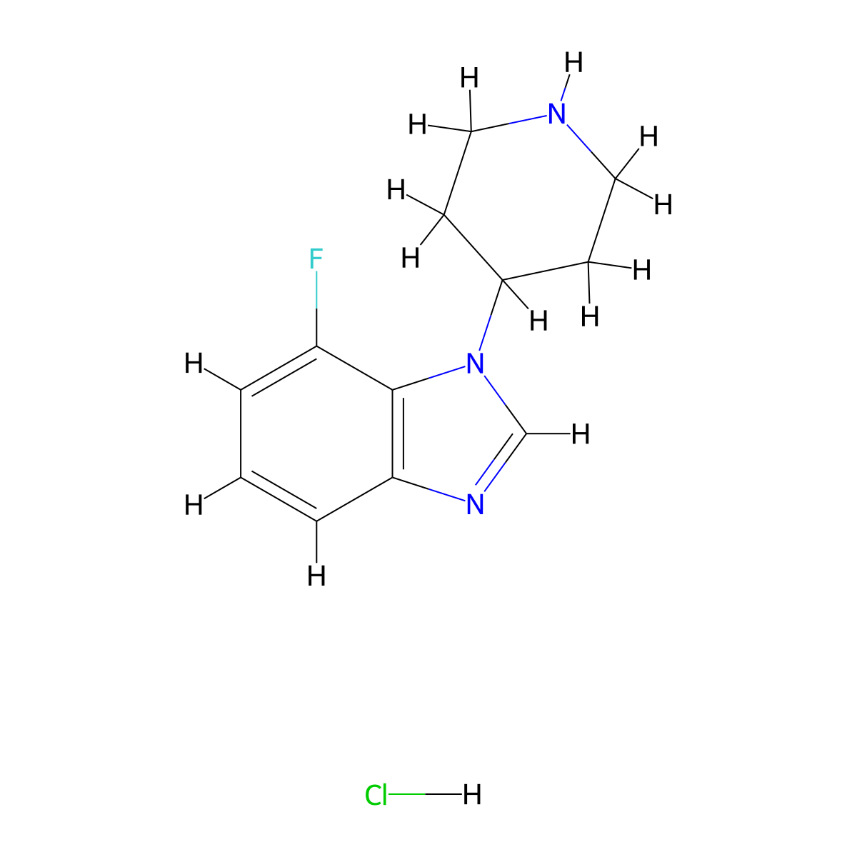 7-fluoro-1-(piperidin-4-yl)-1H-1,3-benzodiazole hydrochloride molecular structure, CAS 1187173-76-7