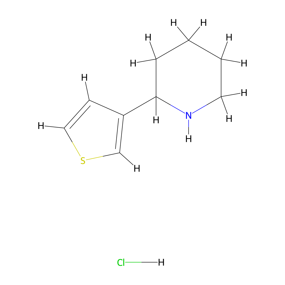 2-(Thiophen-3-yl)piperidine hydrochloride molecular structure, CAS 1187173-80-3