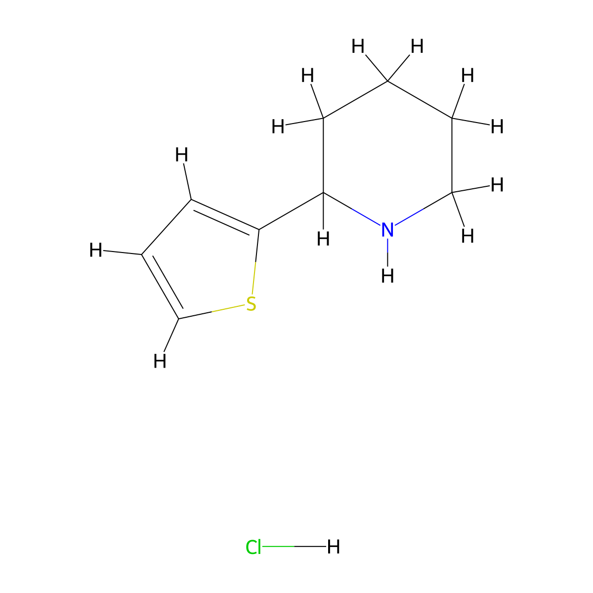 2-(Thiophen-2-yl)piperidine hydrochloride molecular structure, CAS 1187173-82-5