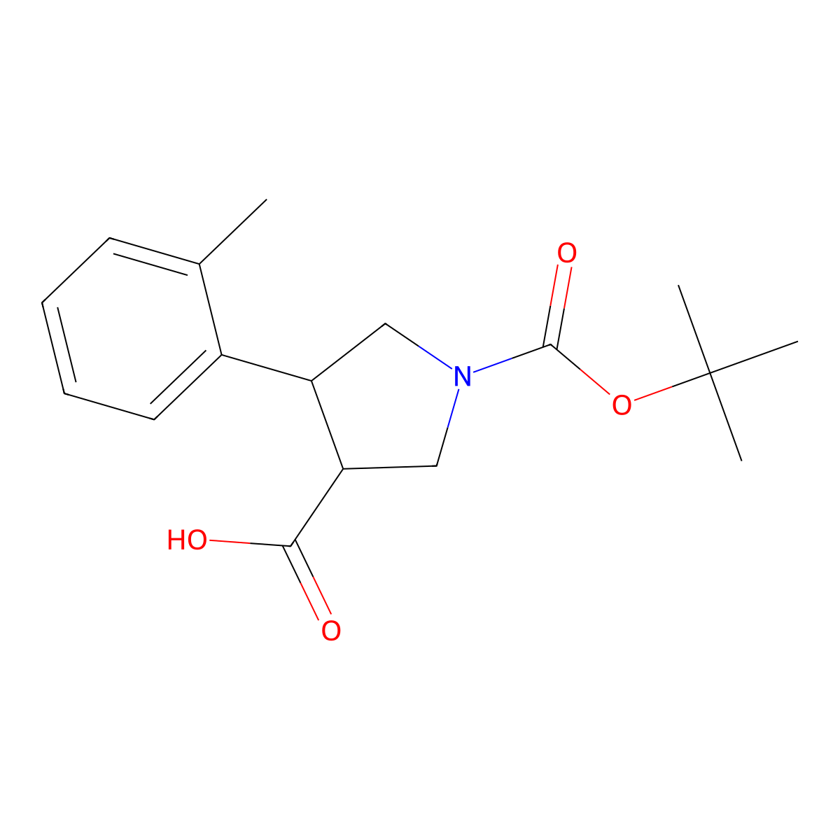 1-[(Tert-butoxy)carbonyl]-4-(2-methylphenyl)pyrrolidine-3-carboxylic acid molecular structure, CAS 1187173-87-0