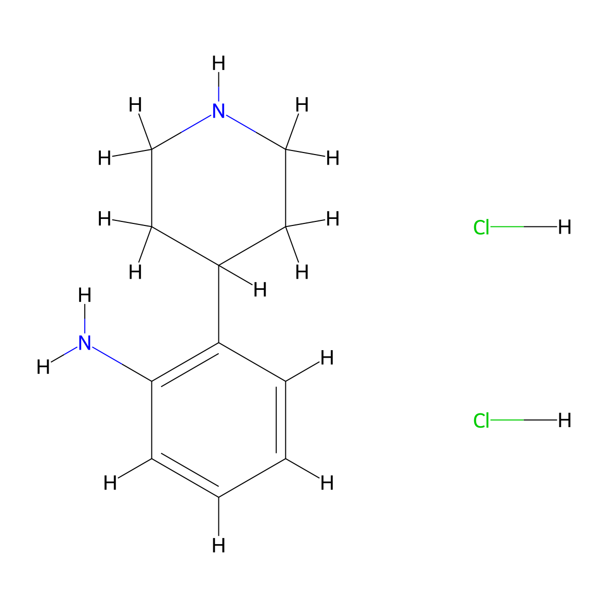 2-Piperidin-4-yl-phenylamine 2HCl molecular structure, CAS 1187174-03-3