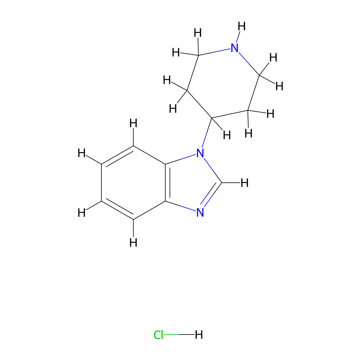 1-(piperidin-4-yl)-1H-1,3-benzodiazole hydrochloride molecular structure, CAS 1187174-05-5