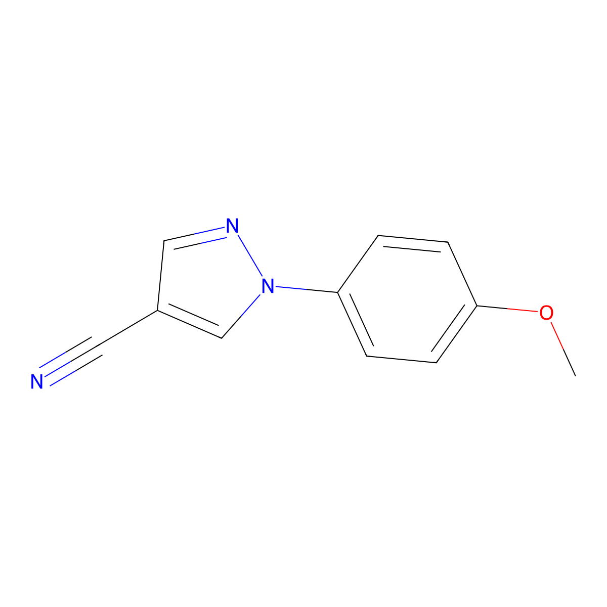 1-(4-methoxyphenyl)-1H-pyrazole-4-carbonitrile molecular structure, CAS 118718-59-5