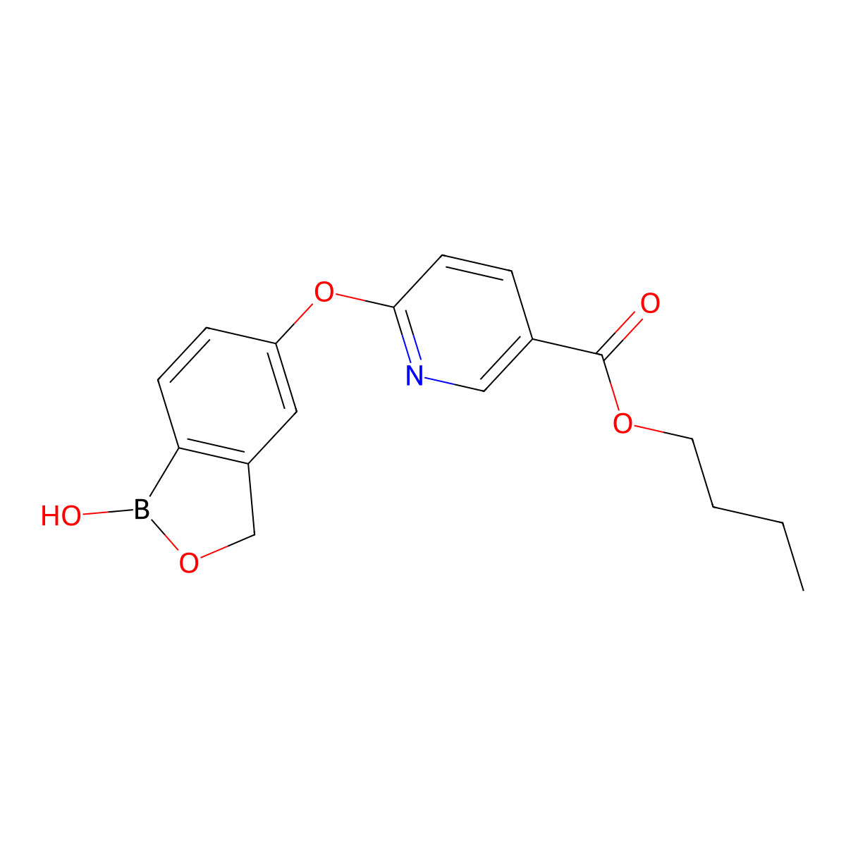 butyl 6-[(1-hydroxy-3H-2,1-benzoxaborol-5-yl)oxy]pyridine-3-carboxylate molecular structure, CAS 1187187-10-5