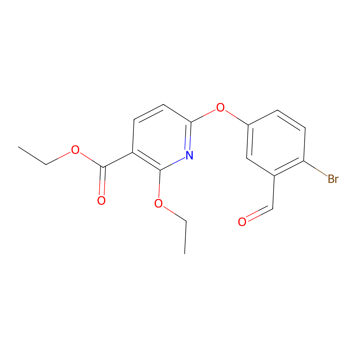 Ethyl 6-(4-bromo-3-formylphenoxy)-2-ethoxynicotinate molecular structure, CAS 1187189-41-8