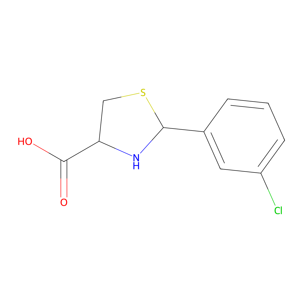 2-(3-chlorophenyl)-1,3-thiazolidine-4-carboxylic Acid molecular structure, CAS 118721-55-4