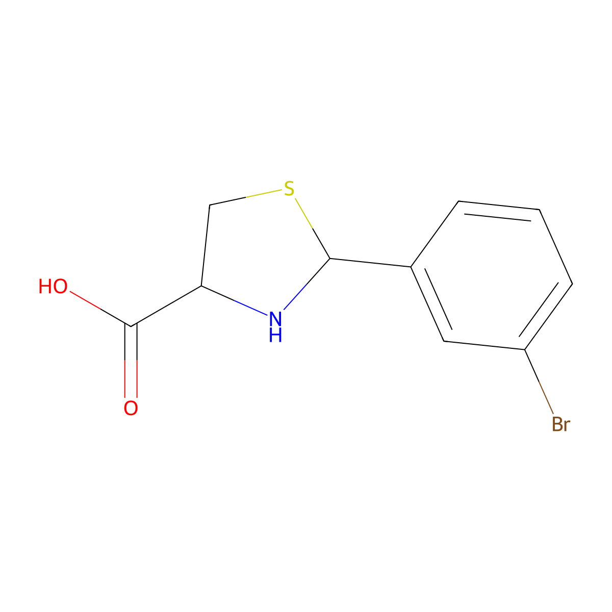 2-(3-Bromophenyl)-1,3-thiazolidine-4-carboxylic acid molecular structure, CAS 118721-56-5