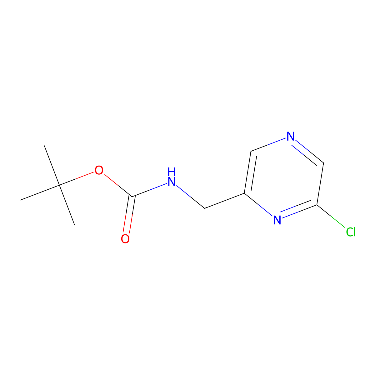 Tert-butyl ((6-chloropyrazin-2-yl)methyl)carbamate molecular structure, CAS 1187222-00-9