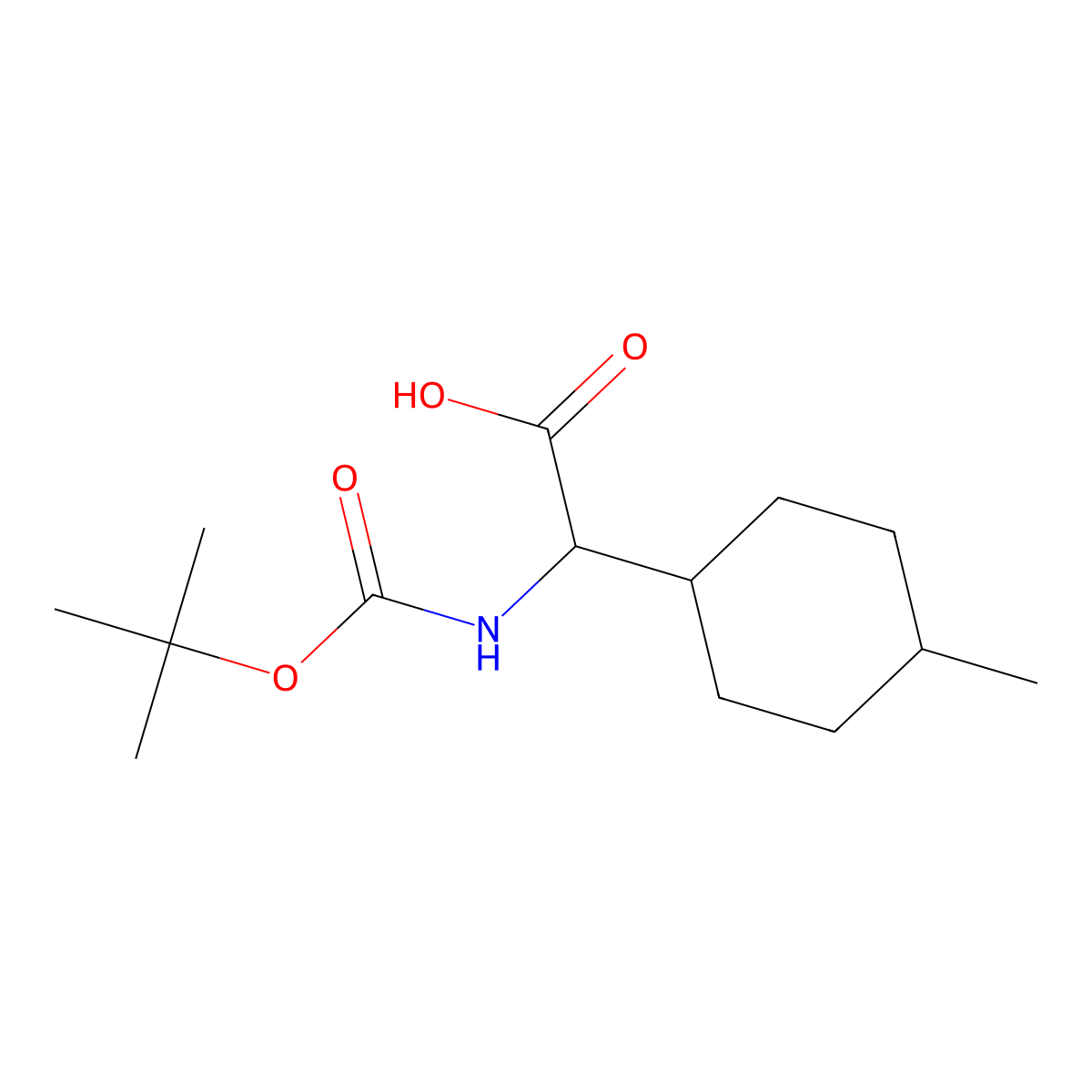 (S)-2-((tert-butoxycarbonyl)amino)-2-((1r,4S)-4-methylcyclohexyl)acetic acid molecular structure, CAS 1187224-06-1