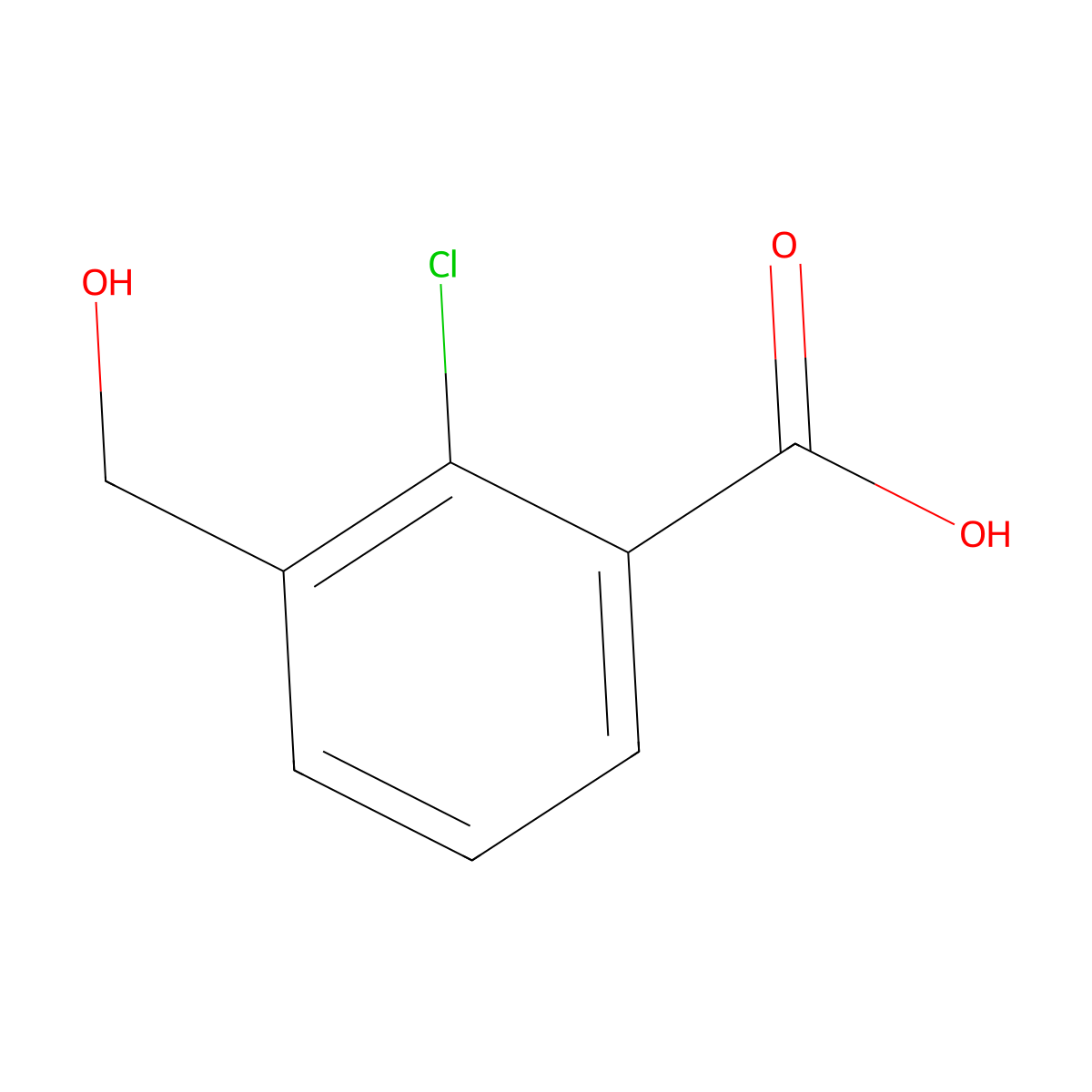 2-Chloro-3-(hydroxymethyl)benzoic acid molecular structure, CAS 1187238-13-6